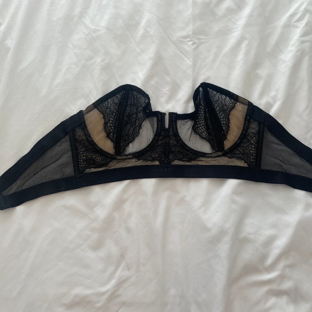 Thistle & Spire Mirage Longline Strapless Bra Eyelash Lace 34DD